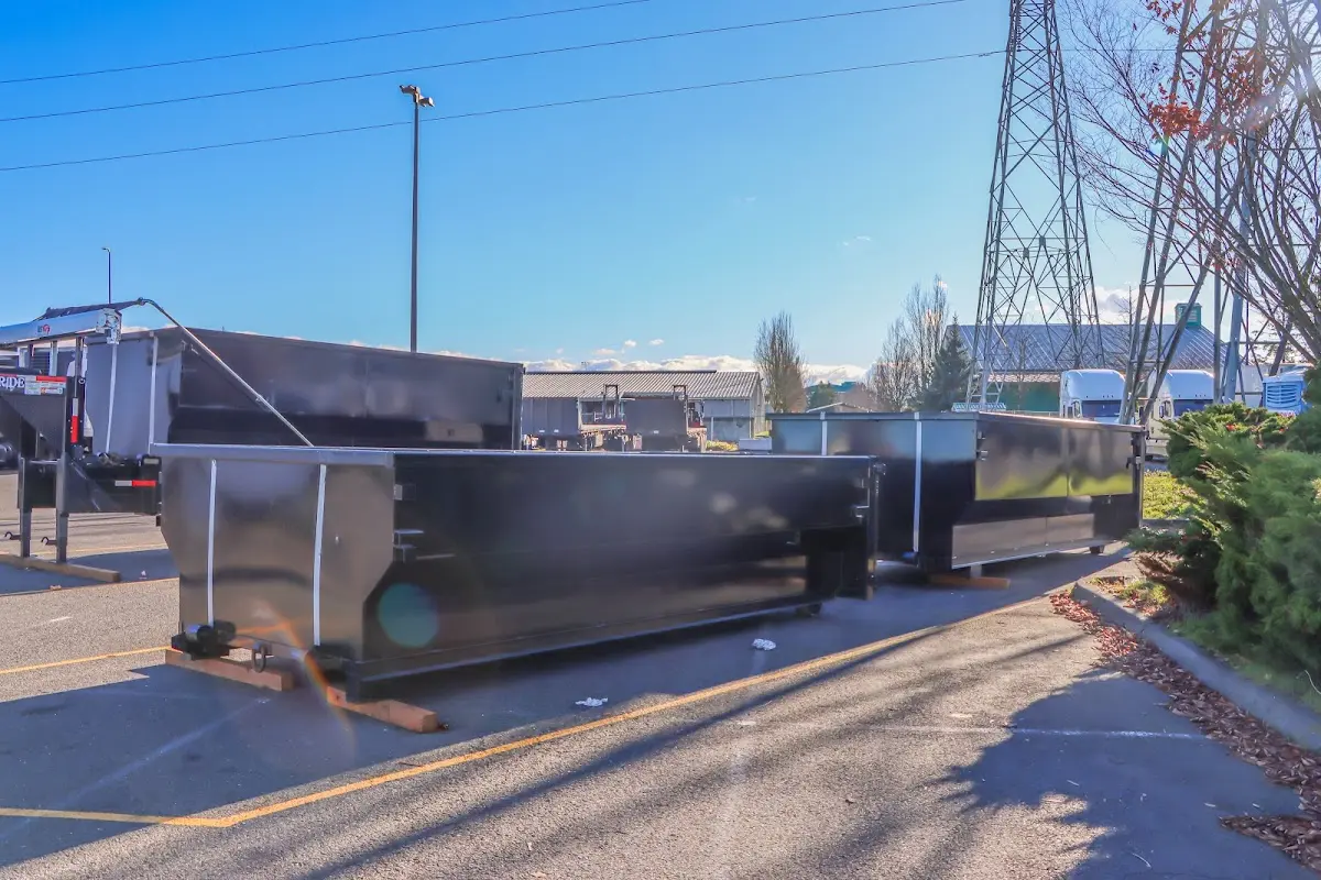 Roll-off dumpster ready for waste disposal at job site for 6 Yard Dumpster Rental in Atchison